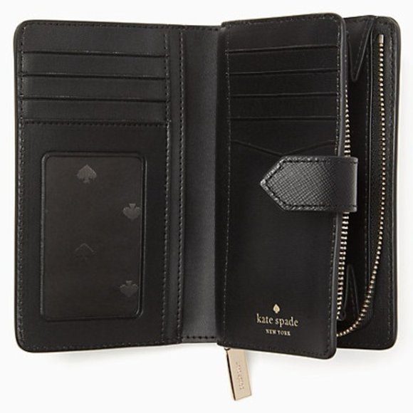 Kate Spade Staci Colorblock Medium Compact Bifold Wallet Warm Beige Multi - Picture 2 of 16